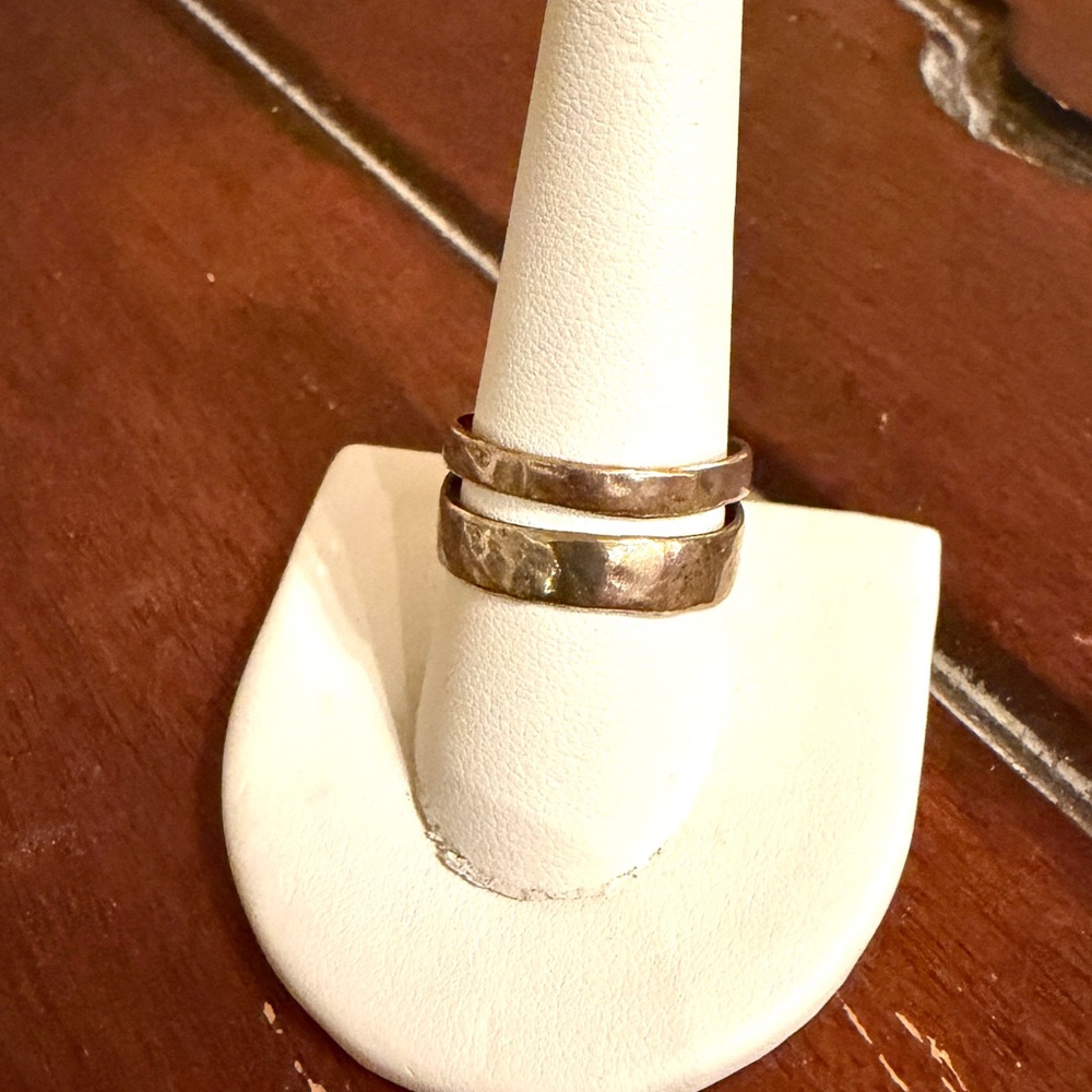 Artisan Hammered Silver Double Band Ring